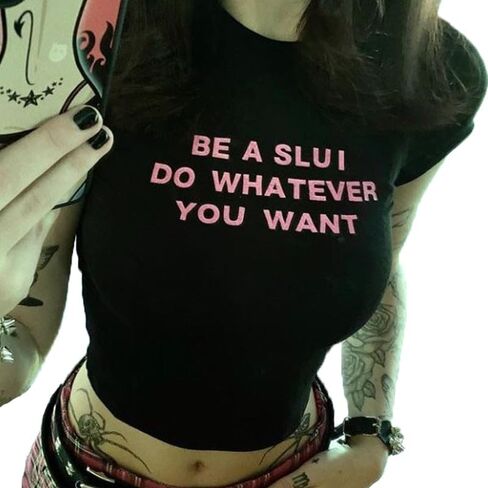 Baby Tees for Women Y2k Short Sleeve Crop Top Funny Graphic Summer T-Shirt in Saudi Arabia