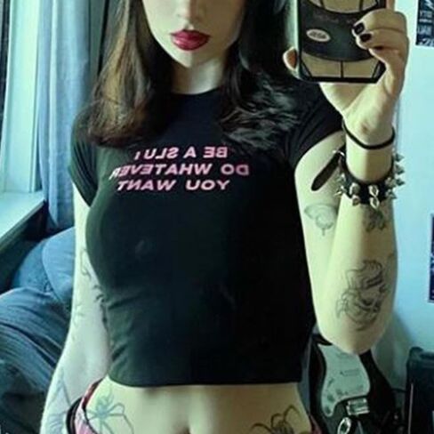 Baby Tees for Women Y2k Short Sleeve Crop Top Funny Graphic Summer T-Shirt in Saudi Arabia