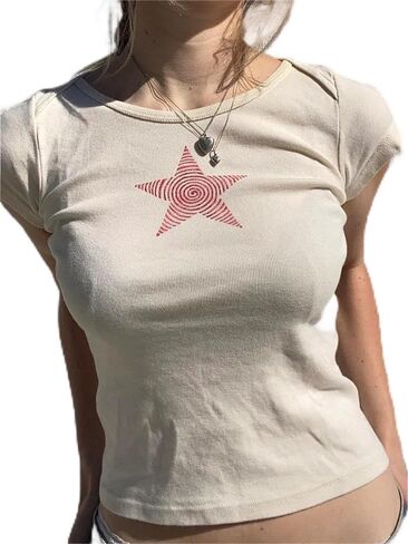 Baby Tees for Women Y2k Short Sleeve Crop Top Funny Graphic Summer T-Shirt in Saudi Arabia