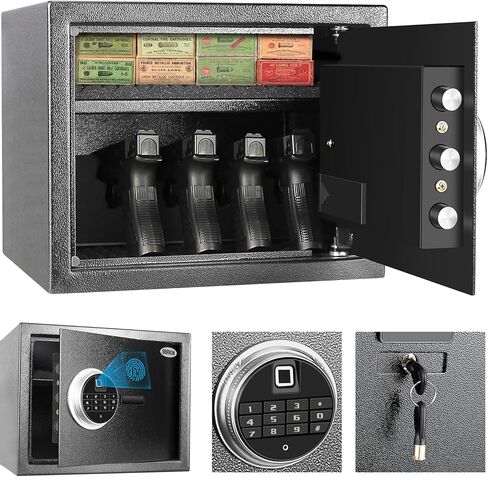Fingerprint Safe, Biometric Cabinet Safe for Home/Office/Hotel, Secure Handgun, Documents, Jewelry, Valuables - Black in Saudi Arabia