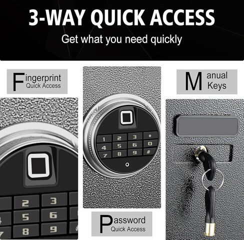 Fingerprint Safe, Biometric Cabinet Safe for Home/Office/Hotel, Secure Handgun, Documents, Jewelry, Valuables - Black in Saudi Arabia
