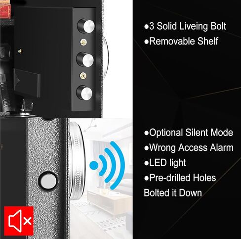 Fingerprint Safe, Biometric Cabinet Safe for Home/Office/Hotel, Secure Handgun, Documents, Jewelry, Valuables - Black in Saudi Arabia
