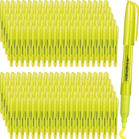 Thenshop 100 Pcs Yellow Highlighters Bulk Pocket Style Highlighters Gel Highlighter No Bleed Thin Highlighters for Adults Highlighting in the Home Office in Saudi Arabia