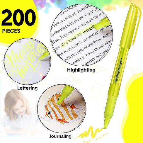 Thenshop 100 Pcs Yellow Highlighters Bulk Pocket Style Highlighters Gel Highlighter No Bleed Thin Highlighters for Adults Highlighting in the Home Office in Saudi Arabia
