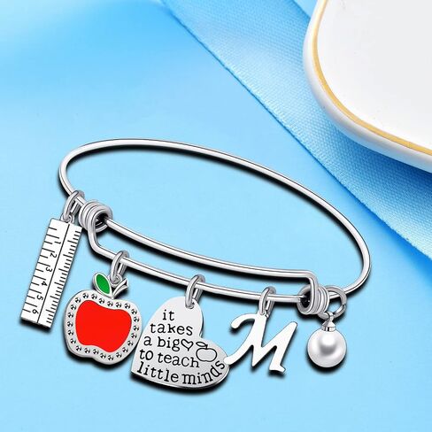 Teacher Appreciation Bangle Bracelet Teacher Appreciation Gifts Teacher Bracelet with Initial Thank You Gifts For Teachers Women Birthday Gift For Teacher in Saudi Arabia