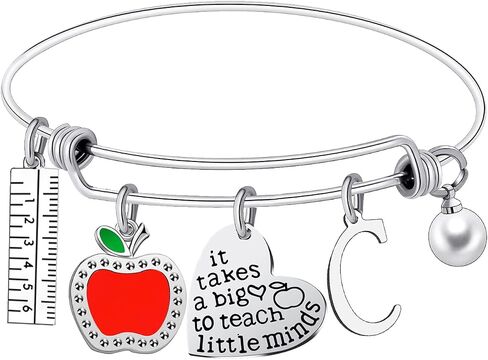 Teacher Appreciation Bangle Bracelet Teacher Appreciation Gifts Teacher Bracelet with Initial Thank You Gifts For Teachers Women Birthday Gift For Teacher in Saudi Arabia