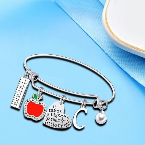 Teacher Appreciation Bangle Bracelet Teacher Appreciation Gifts Teacher Bracelet with Initial Thank You Gifts For Teachers Women Birthday Gift For Teacher in Saudi Arabia