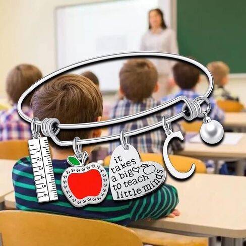 Teacher Appreciation Bangle Bracelet Teacher Appreciation Gifts Teacher Bracelet with Initial Thank You Gifts For Teachers Women Birthday Gift For Teacher in Saudi Arabia