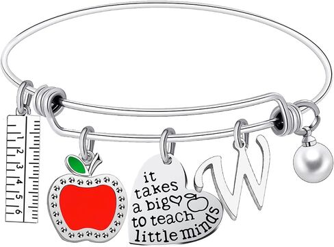 Teacher Appreciation Bangle Bracelet Teacher Appreciation Gifts Teacher Bracelet with Initial Thank You Gifts For Teachers Women Birthday Gift For Teacher in Saudi Arabia