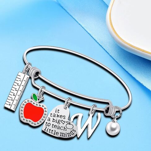 Teacher Appreciation Bangle Bracelet Teacher Appreciation Gifts Teacher Bracelet with Initial Thank You Gifts For Teachers Women Birthday Gift For Teacher in Saudi Arabia