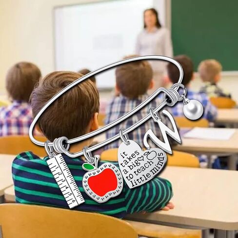 Teacher Appreciation Bangle Bracelet Teacher Appreciation Gifts Teacher Bracelet with Initial Thank You Gifts For Teachers Women Birthday Gift For Teacher in Saudi Arabia