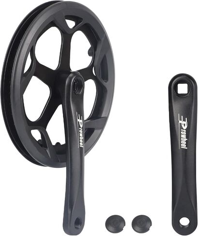 Prowheel E Bike/ Bike Crankset 1 Piece/Single 48T/52T Steel Chainring with Double Chain Cover 170mm Aluminium Alloy Arm for Single Speed and 6/7/8 Speeds Electric Bike,Bicycles, Folding Bicycle in Kuwait