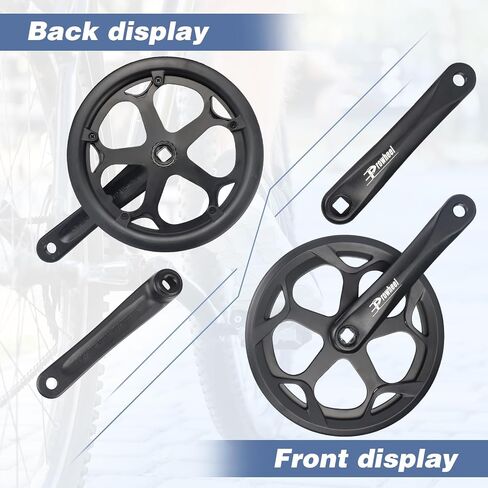 Prowheel E Bike/ Bike Crankset 1 Piece/Single 48T/52T Steel Chainring with Double Chain Cover 170mm Aluminium Alloy Arm for Single Speed and 6/7/8 Speeds Electric Bike,Bicycles, Folding Bicycle in Kuwait