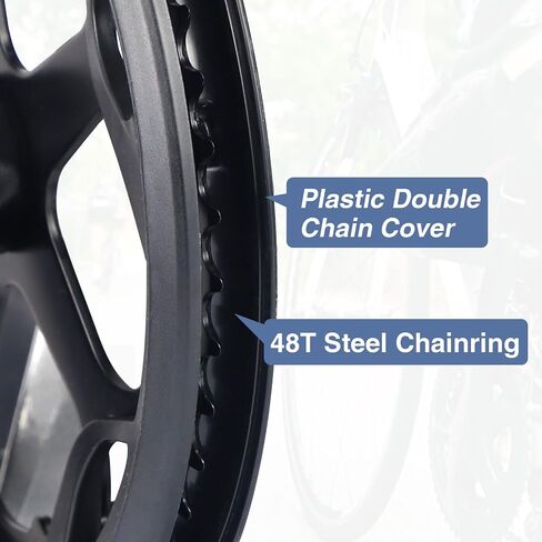 Prowheel E Bike/ Bike Crankset 1 Piece/Single 48T/52T Steel Chainring with Double Chain Cover 170mm Aluminium Alloy Arm for Single Speed and 6/7/8 Speeds Electric Bike,Bicycles, Folding Bicycle in Kuwait