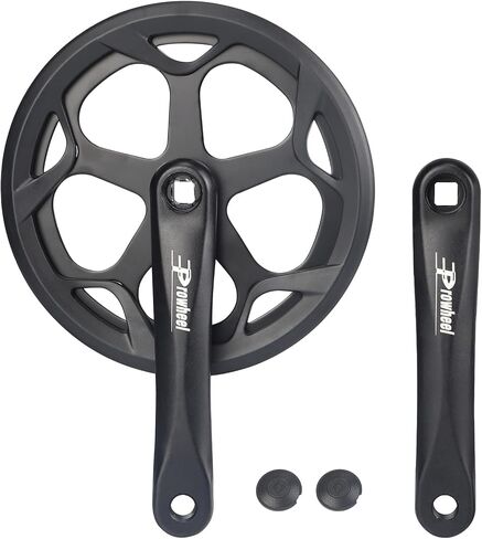 Prowheel E Bike/ Bike Crankset 1 Piece/Single 48T/52T Steel Chainring with Double Chain Cover 170mm Aluminium Alloy Arm for Single Speed and 6/7/8 Speeds Electric Bike,Bicycles, Folding Bicycle in Kuwait