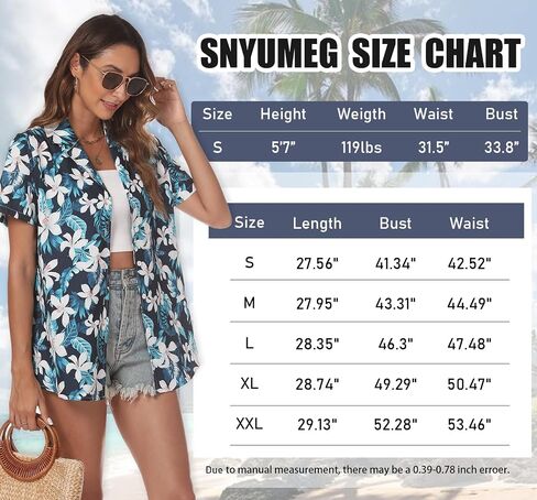 Hawaiian Shirt for Women Vacation Beach Tropical Button Down Shirts Summer Hawaii Aloha Short Sleeve Tops in Saudi Arabia