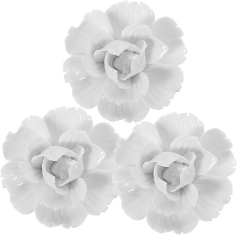GOOHOCHY 3pcs Flower Wall Hanging Peony Ceramic Wall Flower Decor 3d Wall Art Sculpture Ceramic Wall Sculpture Wall Decorations for Home Outdoor Flowers Home Decoration Home Flower Wall Art in Saudi Arabia