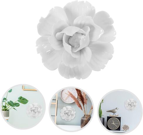 GOOHOCHY 3pcs Flower Wall Hanging Peony Ceramic Wall Flower Decor 3d Wall Art Sculpture Ceramic Wall Sculpture Wall Decorations for Home Outdoor Flowers Home Decoration Home Flower Wall Art in Saudi Arabia