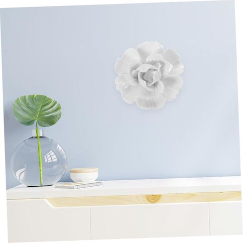 GOOHOCHY 3pcs Flower Wall Hanging Peony Ceramic Wall Flower Decor 3d Wall Art Sculpture Ceramic Wall Sculpture Wall Decorations for Home Outdoor Flowers Home Decoration Home Flower Wall Art in Saudi Arabia