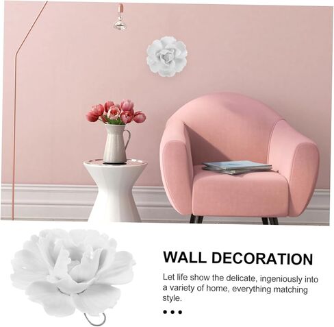 GOOHOCHY 3pcs Flower Wall Hanging Peony Ceramic Wall Flower Decor 3d Wall Art Sculpture Ceramic Wall Sculpture Wall Decorations for Home Outdoor Flowers Home Decoration Home Flower Wall Art in Saudi Arabia