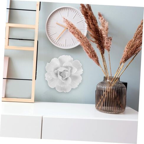 GOOHOCHY 3pcs Flower Wall Hanging Peony Ceramic Wall Flower Decor 3d Wall Art Sculpture Ceramic Wall Sculpture Wall Decorations for Home Outdoor Flowers Home Decoration Home Flower Wall Art in Saudi Arabia