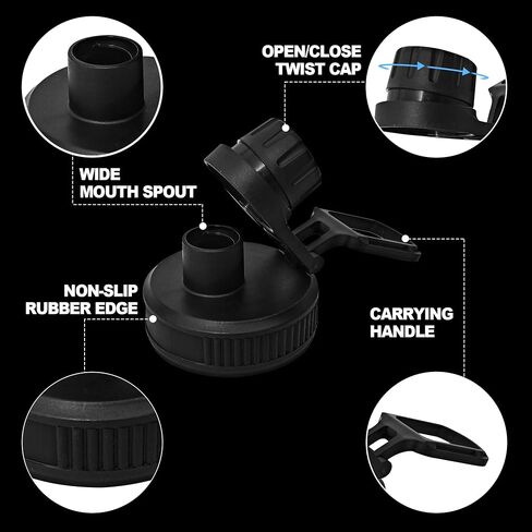 2 Pcs Replaceable Lid for Nalgene Sustain Tritan Water Bottle, Wide Mouth Loop Top Lid Compatible with Nalgene 32 oz, BPA Free, Replacement Cap Accessories with Handle Easy to Carry, Black in Saudi Arabia