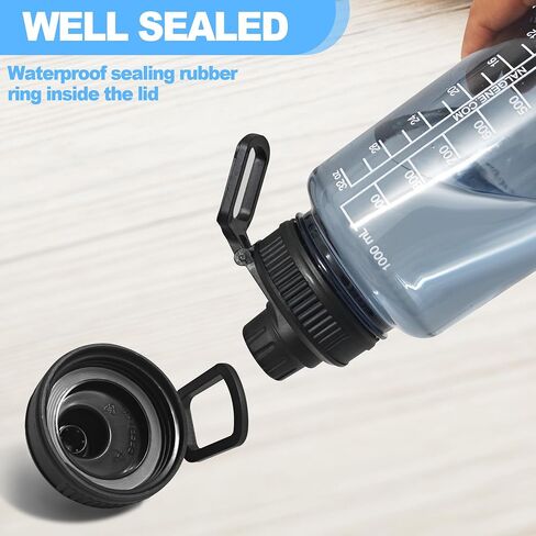 2 Pcs Replaceable Lid for Nalgene Sustain Tritan Water Bottle, Wide Mouth Loop Top Lid Compatible with Nalgene 32 oz, BPA Free, Replacement Cap Accessories with Handle Easy to Carry, Black in Saudi Arabia