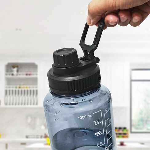 2 Pcs Replaceable Lid for Nalgene Sustain Tritan Water Bottle, Wide Mouth Loop Top Lid Compatible with Nalgene 32 oz, BPA Free, Replacement Cap Accessories with Handle Easy to Carry, Black in Saudi Arabia