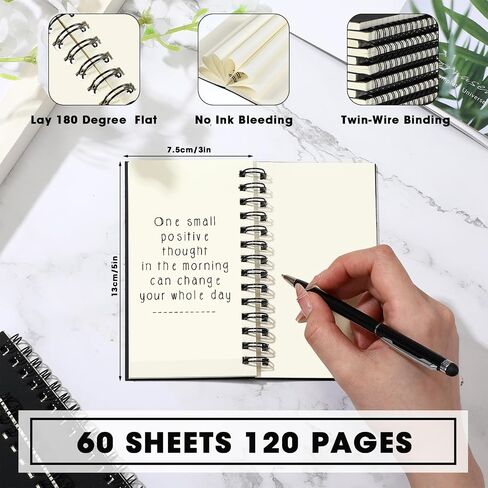 Seajan 18 Pcs Small Notebooks 3x5 Spiral Note Pads Pocket Size Memo Pads Unlined Mini Spiral Bound Notebook Blank Journal Notepads, 120 Pages for Home School Office Supplies (Black) in Saudi Arabia