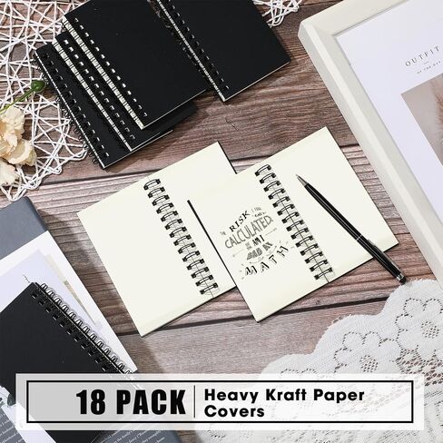Seajan 18 Pcs Small Notebooks 3x5 Spiral Note Pads Pocket Size Memo Pads Unlined Mini Spiral Bound Notebook Blank Journal Notepads, 120 Pages for Home School Office Supplies (Black) in Saudi Arabia