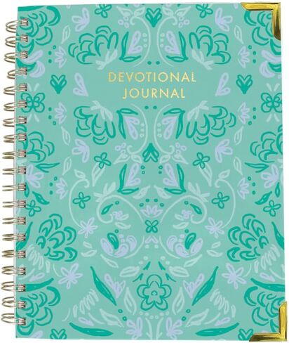 Mary Square Meadow Melody Teal Blue Floral 7 x 9 Paper Spiral Devotional Journal Notebook in Saudi Arabia