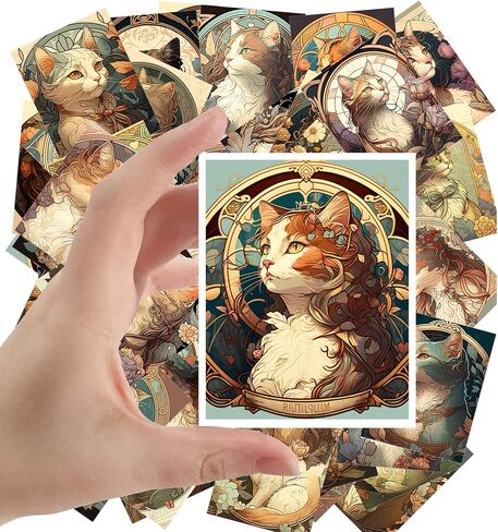 Large Stickers 24 pcs (2.5"x3.5" Each) Secret Life of Cats Vintage Postcards English Retro Greeting Card Reprint in Saudi Arabia