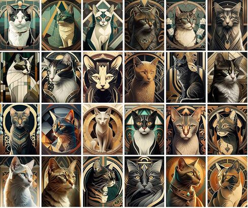 Large Stickers 24 pcs (2.5"x3.5" Each) Secret Life of Cats Vintage Postcards English Retro Greeting Card Reprint in Saudi Arabia