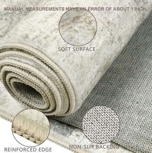 Capslpad Abstract Washable Runner Rug, 2x6 Beige Non-Slip Hallway Runner Rug, Modern Low Pile Kitchen Runner Rug, Ultra Soft Print Distressed Runner for Entryway, Bedroom, Laundry, Living Room in Saudi Arabia