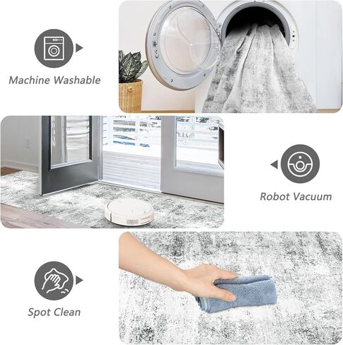 Capslpad Abstract Washable Runner Rug, 2x6 Beige Non-Slip Hallway Runner Rug, Modern Low Pile Kitchen Runner Rug, Ultra Soft Print Distressed Runner for Entryway, Bedroom, Laundry, Living Room in Kuwait