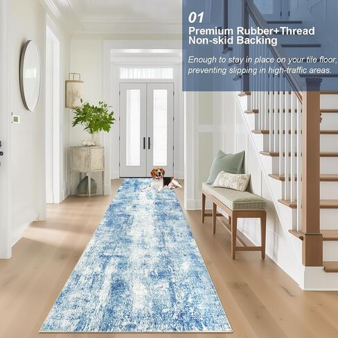 Capslpad Abstract Washable Runner Rug, 2x6 Beige Non-Slip Hallway Runner Rug, Modern Low Pile Kitchen Runner Rug, Ultra Soft Print Distressed Runner for Entryway, Bedroom, Laundry, Living Room in Saudi Arabia