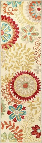 Superior Floral Medallion Eclectic Modern Country Cottage Hand-Tufted Handmade Wool Indoor Runner Rug, Cream, 2' 5" Wide x 8' Long in Saudi Arabia