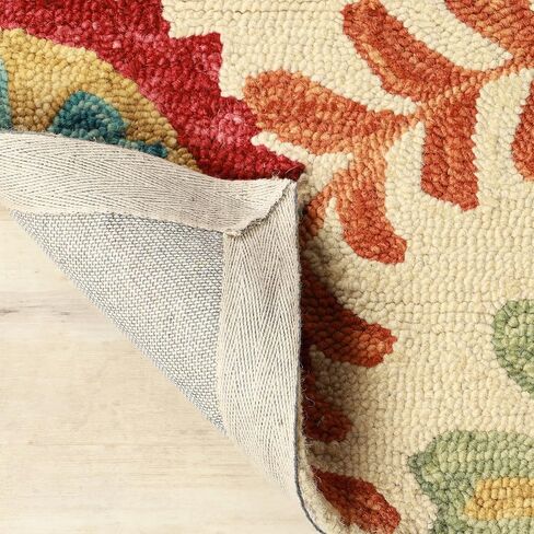 Superior Floral Medallion Eclectic Modern Country Cottage Hand-Tufted Handmade Wool Indoor Runner Rug, Cream, 2' 5" Wide x 8' Long in Saudi Arabia