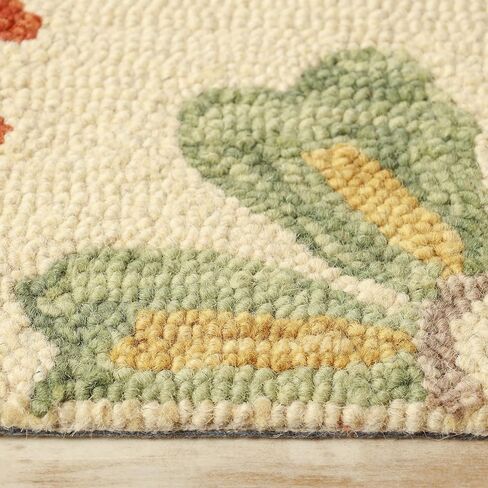 Superior Floral Medallion Eclectic Modern Country Cottage Hand-Tufted Handmade Wool Indoor Runner Rug, Cream, 2' 5" Wide x 8' Long in Saudi Arabia