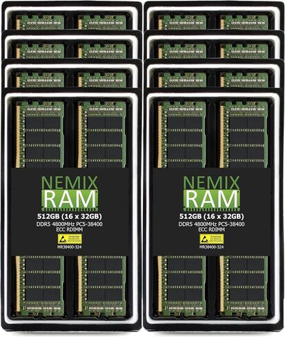 NEMIX RAM 1TB (16X64GB) DDR5 4800MHZ PC5-38400 2Rx4 1.1V 288-PIN ECC RDIMM Registered Server Memory KIT Server Memory Compatible with Dell PowerEdge R760xd2 Rack Server in Saudi Arabia