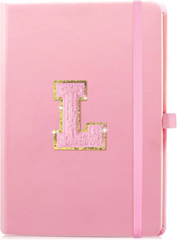 Pink Journal Initial Lined Journal Notebook for Women A5 Hardcover Leather Journals for Writing, College Ruled Notebook, 200 Pages, 5.7'' X 8.3'' in Kuwait