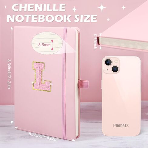 Pink Journal Initial Lined Journal Notebook for Women A5 Hardcover Leather Journals for Writing, College Ruled Notebook, 200 Pages, 5.7'' X 8.3'' in Kuwait