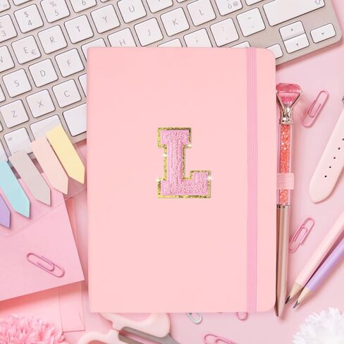 Pink Journal Initial Lined Journal Notebook for Women A5 Hardcover Leather Journals for Writing, College Ruled Notebook, 200 Pages, 5.7'' X 8.3'' in Kuwait