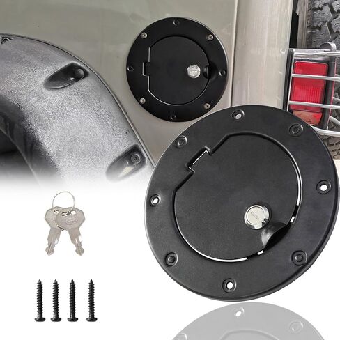 Bestaoo TJ Fuel Door Cover, Locking Gas Tank Cap for 1997-2006 Jeep Wrangler TJ (Black) in Saudi Arabia