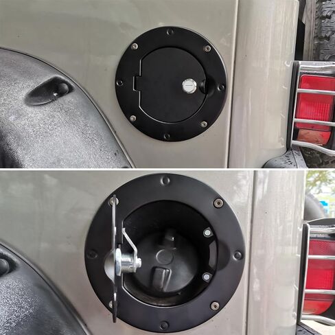 Bestaoo TJ Fuel Door Cover, Locking Gas Tank Cap for 1997-2006 Jeep Wrangler TJ (Black) in Saudi Arabia