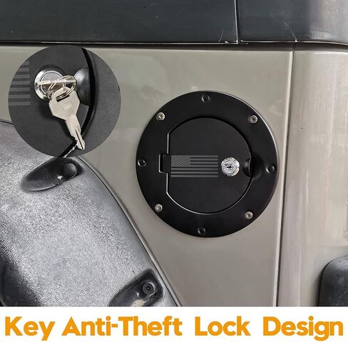 Bestaoo TJ Fuel Door Cover, Locking Gas Tank Cap for 1997-2006 Jeep Wrangler TJ (Black) in Kuwait