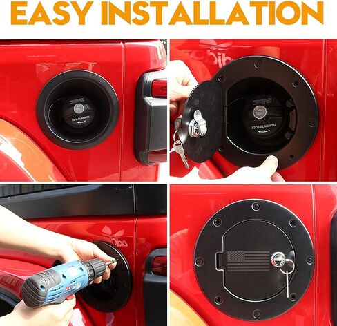 Bestaoo TJ Fuel Door Cover, Locking Gas Tank Cap for 1997-2006 Jeep Wrangler TJ (Black) in Kuwait