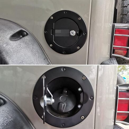 Bestaoo TJ Fuel Door Cover, Locking Gas Tank Cap for 1997-2006 Jeep Wrangler TJ (Black) in Kuwait