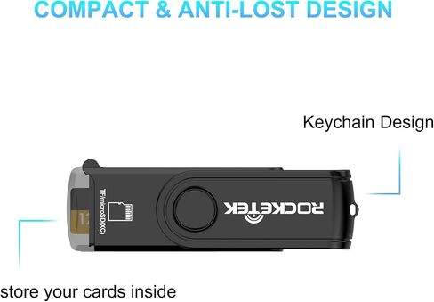 قارئ بطاقة SD USB 3.0، قارئ بطاقة ذاكرة فلاش Rocketek بفتحات مزدوجة مع غطاء بطاقة Micro SD قارئ بطاقات محمول USB 3.0 لـ SD، SDHC، SDXC، Micro SD، Micro SDHC، Micro SDXC - محرك فلاش USB 3.0 in Kuwait