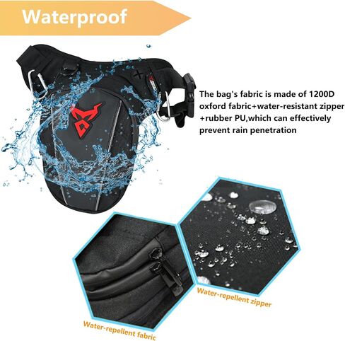 MIGHTYDUTY Motorcycle Waist Drop Leg Bag for Men, Big Capacity Oxford Waist Pack for Motorcycle, Multifunctional Multi-Pocket Thigh Bag for Hiking Climbing Blue in Saudi Arabia